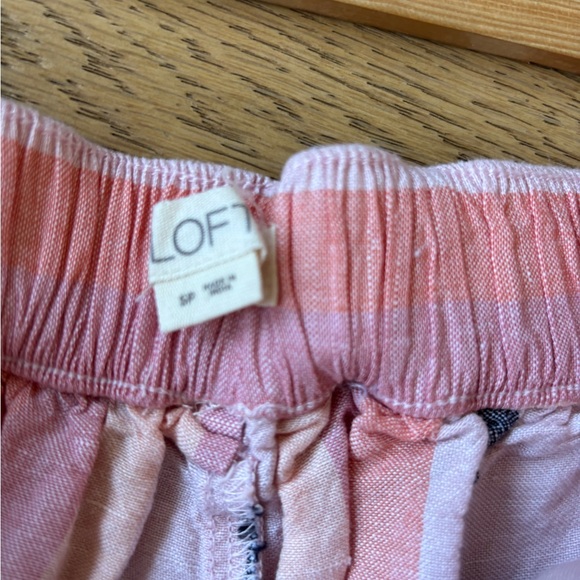 Loft linen blend striped cropped pants womens small - Picture 4 of 6